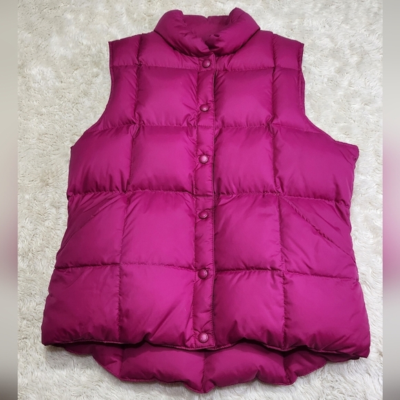 Lands' End Medium 10/12 Goose Down Feather Puffer Vest Berry Pink (Purple Pink) - Picture 3 of 10